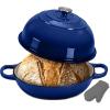 imageNutriChef 102 Enameled Cast Iron Bread Oven DomeShaped Sourdough Baking Pan with Handles amp Silicone Gloves OvenSafe to 500F Dishwasher Safe Dutch Oven Bread Pan RedBlue