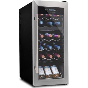 imageNutriChef 18 Bottle Wine Fridge  Dual Zone Wine Chiller  Adjustable Temperature 41F to 64F  Ultra Quiet Operation  Wine Cooler For Home amp Office  Free Standing 32x13x19 IN  Black