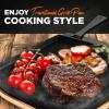 imageNutriChef Cast Iron Reversible Grill Plate with Removable Handles  Square Griddle Skillet for Stove Top Flat amp Grill Side Oven Safe Includes Wood Base
