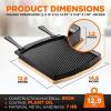 imageNutriChef Cast Iron Reversible Grill Plate with Removable Handles  Square Griddle Skillet for Stove Top Flat amp Grill Side Oven Safe Includes Wood Base