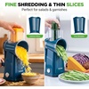 image:imageNutriChef 5 in 1 Cheese Grater amp Shredder  5 Different Blades for Thin Thick Julienne Strips Wavy amp Straight Strips  Includes Hand Crank Strong Suction Base amp Storage Container  WhiteBlue