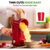 image:imageNutriChef 5 in 1 Cheese Grater amp Shredder  5 Different Blades for Thin Thick Julienne Strips Wavy amp Straight Strips  Includes Hand Crank Strong Suction Base amp Storage Container  WhiteRed