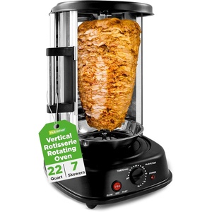 image:imageNutriChef Vertical Rotating Shawarma Oven  Rotisserie Shawarma amp Kebab Machine  StainResistant EnergyEfficient  HeatResistant Door  Includes Kebab Rack with 7 Skewers  Stainless Steel