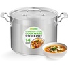 image:imageNutriChef 12 Quart Stainless Steel Stock Pot with Lid  Induction Cookware for Home amp Commercial Use  Heavy Duty Cooking Pot for Boiling or Simmering Soup Pasta Seafood and SaucesStainless Steel