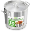 image:imageNutriChef 12 Quart Stainless Steel Stock Pot with Lid  Induction Cookware for Home amp Commercial Use  Heavy Duty Cooking Pot for Boiling or Simmering Soup Pasta Seafood and SaucesStainless Steel