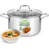 image:imageNutriChef 12 Quart Stainless Steel Stock Pot with Lid  Induction Cookware for Home amp Commercial Use  Heavy Duty Cooking Pot for Boiling or Simmering Soup Pasta Seafood and SaucesStainless Steel