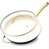 image:imageNutriChef 14Inch Professional Ceramic Frying Pan With Lid  ExtraLarge Skillet with Golden Titanium Handle NonStick Ceramic Coating StainResistant Easy to Clean Ideal for Home Cooking14 Frying Pan