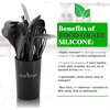 image:image10Piece Kitchen Cooking Utensils Set  Nonstick Heat Resistant Silicone Kitchen Gadgets Cookware Tools Cooking Utensils Set with Holder Pots amp Pans Accessories  NutriChef NCUTL10BD GrayBlack