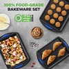image:imageNutriChef 10Piece Nonstick Bakeware Set  Heavy Duty Carbon Steel Baking Trays wSilicone Handles  Includes Cookie Sheets 12Cup Muffin Pan Pizza amp Loaf Pan Round amp Square Pans  Easy to Clean3 Pcs Set