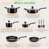 image:imageNutriChef 13Piece Nonstick Kitchen Cookware SetPTFEPFOAPFOSFree Heat Resistant Kitchen Ware Pots Pan Set w SaucepanFrying PansCooking PotsCasseroleLids LadleFork StrainerBrown NCCWA13BRBlack