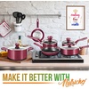 image:imageNutriChef 13Piece Nonstick Kitchen Cookware SetPTFEPFOAPFOSFree Heat Resistant Kitchen Ware Pots Pan Set w SaucepanFrying PansCooking PotsCasseroleLids LadleFork StrainerBrown NCCWA13BRRed