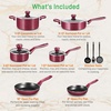 image:imageNutriChef 13Piece Nonstick Kitchen Cookware SetPTFEPFOAPFOSFree Heat Resistant Kitchen Ware Pots Pan Set w SaucepanFrying PansCooking PotsCasseroleLids LadleFork StrainerBrown NCCWA13BRRed