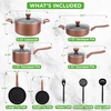 image:imageNutriChef 13Piece Nonstick Kitchen Cookware SetPTFEPFOAPFOSFree Heat Resistant Kitchen Ware Pots Pan Set w SaucepanFrying PansCooking PotsCasseroleLids LadleFork StrainerBrown NCCWA13BRBrown