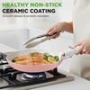 image:imageNutriChef 18Piece Ceramic Cookware Set with Detachable Handles NonStick Pots and Pans set PTFEFree Natural Ceramic Coating SpaceSaving Design Oven amp Stove Safe Includes Utensils PinkPink