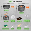 image:imageNutriChef Camping Cookware Set  Lightweight Nonstick Pots Pans Utensils Bowls Cutlery and Cleaning Tools with Mesh Bag Foldable Handles Compact Outdoor Cooking Gear for Hiking amp Travel Grey