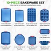 image:imageNutriChef Nonstick 3Piece Baking Pans Set  Carbon Steel Bakeware with Blue Coating Inside amp Outside and Red Silicone Handles Durable and Reliable Effortless Baking and Easy Cleanup Blue10Piece Set