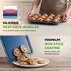 image:imageNutriChef Nonstick 3Piece Baking Pans Set  Carbon Steel Bakeware with Blue Coating Inside amp Outside and Red Silicone Handles Durable and Reliable Effortless Baking and Easy Cleanup Blue10Piece Set