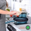 image:imageNutriChef Nonstick Kitchenware Pots amp Pans  11 Pcs Stylish Kitchen Cookware Set wElegant Lines PatternGray Inside amp Red Outside Metal  Silicone Handle PTFEPFOAPFOS Free  NCCW11RDLBlack
