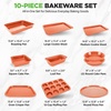 image:imageNutrichef 10Piece Baking Mould Set NonStick Coating Springform Set Heat Resistant Dishwasher Safe and Stackable Includes Muffin Tray Pizza Tray Springform Tin etc Baking Set for the Oven