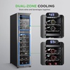 image:imageNutrichef 24 Bottle Wine Fridge  Dual Zone Wine Chiller  Adjustable Temperature 41F to 64F  Ultra Quiet Operation  Wine Cooler For Home amp Office  Free Standing 39x11x23 IN Black27 Bottle SS Handle