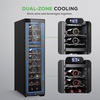 image:imageNutrichef 24 Bottle Wine Fridge  Dual Zone Wine Chiller  Adjustable Temperature 41F to 64F  Ultra Quiet Operation  Wine Cooler For Home amp Office  Free Standing 39x11x23 IN Black27 Bottle Black No Handle