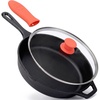 image:imageNutriChef Seasoned 12 Inch Cast Iron Skillet  Induction Cookware Frying Pan with Glass Lid  Oven Safe Non Toxic Kitchen Essentials for Home Cooking Camping Grilling and Frying12 Inch