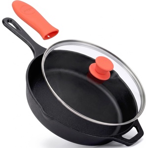 image:imageNutriChef Seasoned 12 Inch Cast Iron Skillet  Induction Cookware Frying Pan with Glass Lid  Oven Safe Non Toxic Kitchen Essentials for Home Cooking Camping Grilling and Frying12 Inch