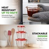 image:imageNutriChef 12 and 4 Cups Glass Measuring Cup Set with Lids 8 17 and 34 oz  HeatResistant Borosilicate Liquid Measure Cups with EasyRead Scale for Cooking Baking amp Food Storage Dishwasher SafeRed