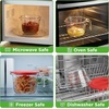 image:imageNutriChef 12 and 4 Cups Glass Measuring Cup Set with Lids 8 17 and 34 oz  HeatResistant Borosilicate Liquid Measure Cups with EasyRead Scale for Cooking Baking amp Food Storage Dishwasher SafeRed