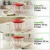 image:imageNutriChef 12 and 4 Cups Glass Measuring Cup Set with Lids 8 17 and 34 oz  HeatResistant Borosilicate Liquid Measure Cups with EasyRead Scale for Cooking Baking amp Food Storage Dishwasher SafeRed