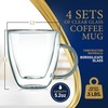 image:imageNutriChef Double Wall Insulated Cups  4pcs 52 oz High Borosilicate Glass Sweat Free Mugs Clear Drinkware for HotCold Drinks Coffee Espresso Cappuccino Latte Tea Microwavable Dishwasher Safe4pack
