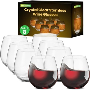 image:imageNutriChef 8Piece Stemless Wine Glasses Set 15 oz Ultra Clear HandBlown Glass Wine Glasses Elegant Glass Set for Red amp White Wine Durable Design Set of 8 Dishwasher Safe