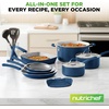 image:imageNutriChef 22Piece Black Marble NonStick Cookware and Bakeware Set  Professional Home Kitchen Collection with MultiSized Pots Pans and HeatResistant ToolsBlue