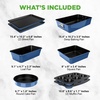 image:imageNutriChef Baking Moulds Set of 8  Casserole Dish Bread Baking Tray Baking Tray Muffin Baking Tin Blue Cake Tin Round amp Square Stackable amp NonStick Dishwasher Safe Oven Safe up to 230 C