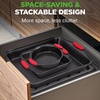 image:imageNutriChef NonStick Baking Tray Set 10Piece Stackable OvenSafe Bakeware Cookie Sheet Loaf Pizza Muffin Cake Round amp Square Pans NonStick Trays with Red Silicone Handles