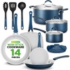 image:imageNutriChef 22Piece Black Marble NonStick Cookware and Bakeware Set  Professional Home Kitchen Collection with MultiSized Pots Pans and HeatResistant ToolsBlue