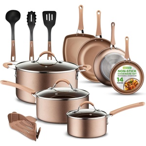 image:imageNutriChef 22Piece Black Marble NonStick Cookware and Bakeware Set  Professional Home Kitchen Collection with MultiSized Pots Pans and HeatResistant ToolsShiny Golden
