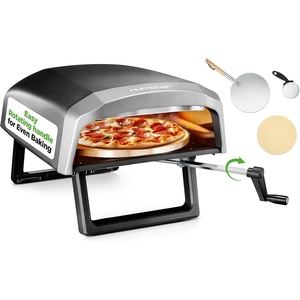 image:imageNutrichef Outdoor Pizza Oven  Manual 360 Rotating Pizza Stone  Adjustable Heat  Includes Pizza Peel Pizza Cutter Stone Cover amp Hose  Cook 12 Pizza in 60 Seconds  Long HandleLong Handle