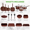 image:imageNutriChef Non Stick Cookware with Baking Pans Set 20 Piece  Complete kitchen set with pots pans bakeware utensils and tempered glass lids in durable aluminum with easyclean designBrown