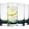 image:imageNutriChef 125oz Highball Drinking Glasses  Set of 4 Heavy Base Tall Tumbler Clear Glassware for Water Wine Beer Liquor Gin Cocktail Whiskey Juice Iced Coffee Mixed Drinks Dishwasher Safe