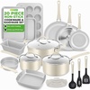 image:imageNutriChef Non Stick Cookware with Baking Pans Set 20 Piece  Complete kitchen set with pots pans bakeware utensils and tempered glass lids in durable aluminum with easyclean designWhite