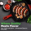image:imageNutriChef Nonstick Cast Iron Grill Pan  11Inch Kitchen Square Skillet Grilling Pan Enameled Steak wSide Drip Spout For Electric Stovetop Induction Gas Black NCCIES475Square Cast Iron