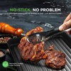 image:imageNutriChef Nonstick Cast Iron Grill Pan  11Inch Kitchen Square Skillet Grilling Pan Enameled Steak wSide Drip Spout For Electric Stovetop Induction Gas Black NCCIES475Square Non Stick