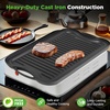 image:imageNutriChef Reversible Cast Iron Griddle Pan for Stove Top Cooking Heavy Duty Nonstick Grill Plate with Flat amp Ribbed Sides Works as Flat Top Grill or Griddle for Gas Grill Includes Scraper ToolBlack