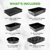 image:imageNutriChef 8 Piece Nonstick Bakeware Set  Carbon Steel Baking Pans for Oven  Includes Sheet Pan Muffin Loaf Round and Square Cake Pan  Dishwasher Safe Stackable Design Oven Safe up to 446FOnyx
