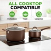 image:imageNutriChef 11 Piece Nonstick Cookware Set Excilon Blue Diamond Ceramic Dishwasher Safe KitchenWare Pots and Pans Set with Saucepan Frying Pans Cooking and Dutch Oven LidsBrown
