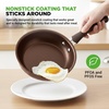 image:imageNutriChef 11 Piece Nonstick Cookware Set Excilon Blue Diamond Ceramic Dishwasher Safe KitchenWare Pots and Pans Set with Saucepan Frying Pans Cooking and Dutch Oven LidsBrown