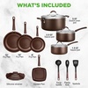image:imageNutriChef 11 Piece Nonstick Cookware Set Excilon Blue Diamond Ceramic Dishwasher Safe KitchenWare Pots and Pans Set with Saucepan Frying Pans Cooking and Dutch Oven LidsBrown