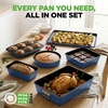 image:imageNutriChef Baking Moulds Set of 8  Casserole Dish Bread Baking Tray Baking Tray Muffin Baking Tin Blue Cake Tin Round amp Square Stackable amp NonStick Dishwasher Safe Oven Safe up to 230 CBlue