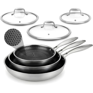 image:imageNutriChef 10 NonStick Stainless Steel Frying Pan with Lid Triply Stainless Steel Cookware Etched NonStick Coating Oven amp Induction Safe Premium Stainless Steel Frying Pan PFOAPFOS FreeStainless Steel
